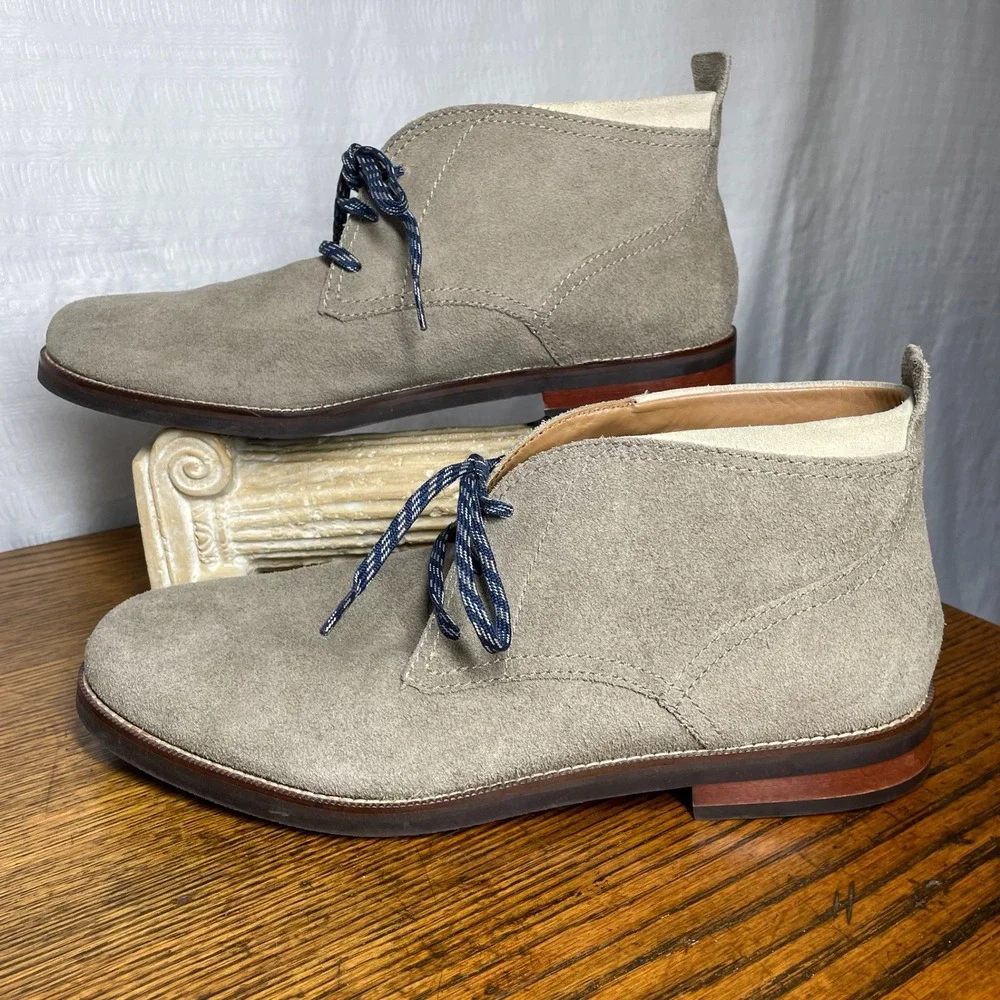 Cole Haan Mens 12 M Taupe Suede Chukka Desert Boots Grey Quiet Luxury Minimalist